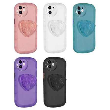 iPhone 12 Uyumlu Kamera Korumalı Pop Soketli Renkli Zore Ofro Kapak-Mor