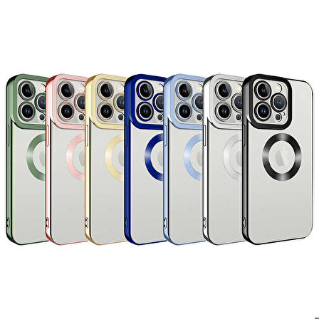iPhone 14 Pro Max Uyumlu Kamera Korumalı Logo Gösteren Zore Omega Kapak-Gümüş