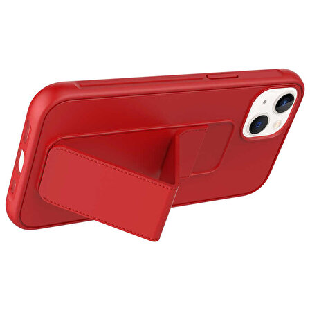 iPhone 14 Plus Uyumlu Zore Qstand Kapak-Kırmızı