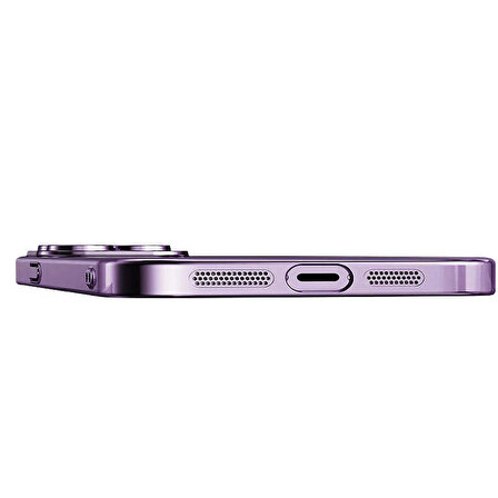 iPhone 14 Pro Uyumlu Sert PC Renkli Çerçeveli Zore Riksos Kapak-Gümüş