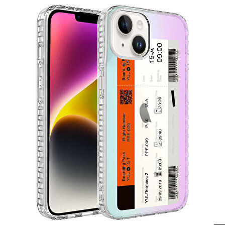 iPhone 14 Uyumlu Airbag Kenarlı Renkli Desenli Silikon Zore Elegans Kapak-NO1