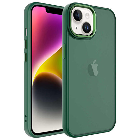 iPhone 14 Uyumlu Buzlu Sert PC Zore May Kapak-Koyu Yeşil
