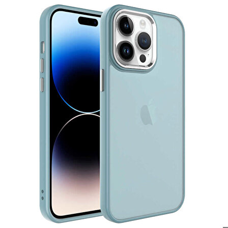 iPhone 14 Pro Uyumlu Buzlu Sert PC Zore May Kapak-Mavi