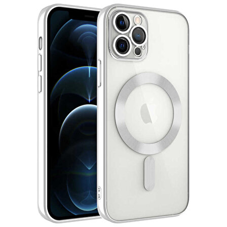 iPhone 11 Pro Max Uyumlu Kamera Korumalı Magsafe Wireless Şarj Özellikli Zore Demre Kapak-Gümü