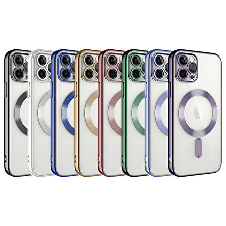 iPhone 13 Pro Max Uyumlu Kamera Korumalı Magsafe Wireless Şarj Özellikli Zore Demre Kapak-Lila