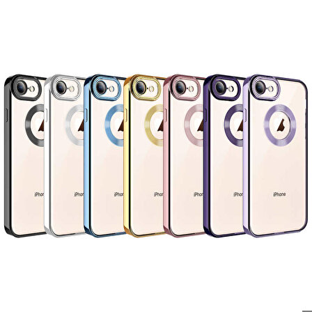 iPhone 7 Uyumlu Kamera Korumalı Logo Gösteren Zore Omega Kapak-Lila
