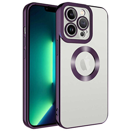 iPhone 11 Pro Max Uyumlu Kamera Korumalı Logo Gösteren Zore Omega Kapak-Derin Mor