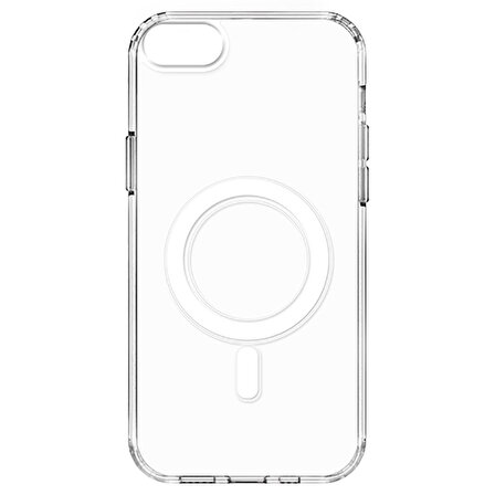 iPhone SE 2020 Uyumlu Magsafe Şarj Özellikli Şeffaf Sert PC Zore Embos Kapak-Renksiz