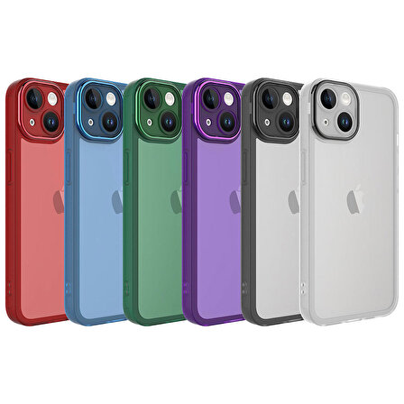 iPhone 14 Plus Uyumlu Kamera Korumalı Transparan Zore Post Kapak-Kırmızı