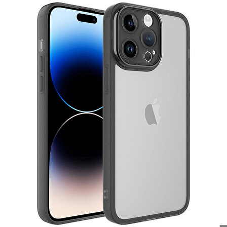 iPhone 14 Pro Max Uyumlu Kamera Korumalı Transparan Zore Post Kapak-Siyah