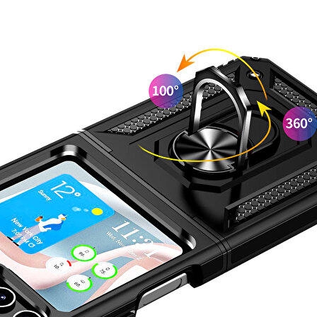 Galaxy Z Flip 5 Uyumlu Zore Vega Kapak-Siyah