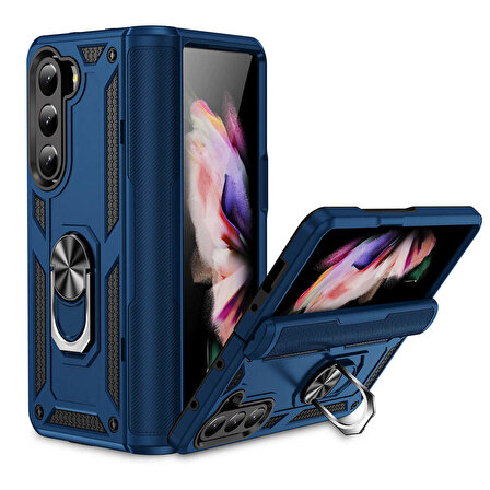 Galaxy Z Fold 5 Uyumlu Zore Vega Kapak-Mavi