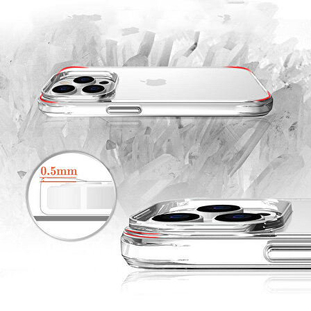 iPhone 13 Pro Uyumlu Zore Şeffaf Ultra İnce Airbag Tasarımlı Okka Kapak-Renksiz