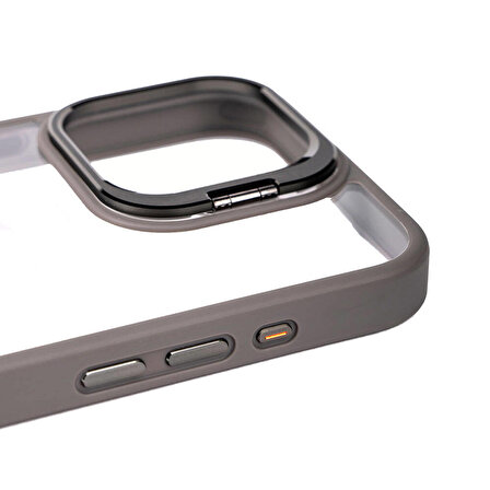 iPhone 15 Pro Max Uyumlu Kamera Lens Korumalı Standlı Zore Klon Lensli Kapak-Lacivert