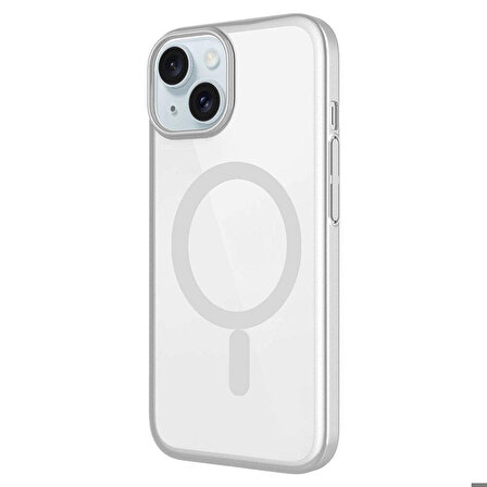 iPhone 15 Plus Uyumlu Wireless Şarj Özellikli Sert PC Zore Mat Riksos Magsafe Kapak-Sarı