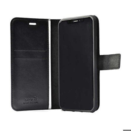 iPhone 15 Uyumlu Zore Kar Deluxe Kapaklı Kılıf-Siyah