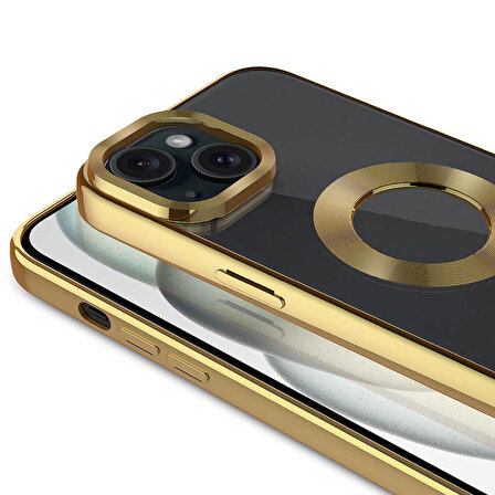 iPhone 15 Uyumlu Tek Kamera Çerçeveli Logo Gösteren Zore Omega Kapak-Lila