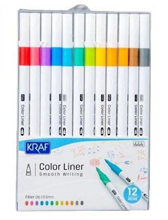 Kraf Color Liner Kalem Seti 12 Renk