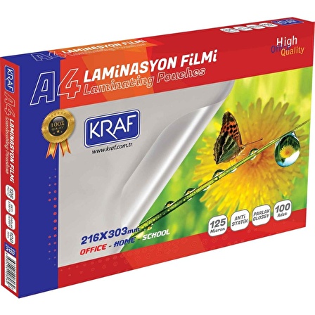 Laminasyon Filmi 125 Mikron A4 100'lü Paket