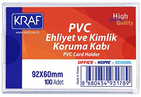 KRAF EHLİYET - KİMLİK KORUMA KABI PVC 92x60 MM 100 LÜ