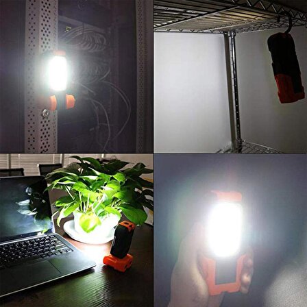 Klaus LED El Feneri Mıknatıslı Iş Lambası Askılı Işıldak Kamp Lambası Pilli Gece Lambası 3+1 W