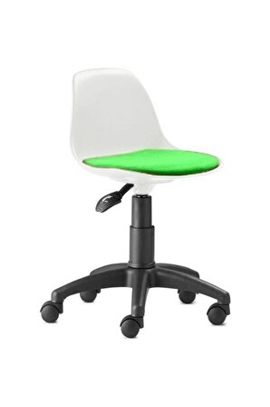 Çocuk Çalışma Sandalyesi Koltuğu Beyaz Plastik Yeşil Kumaş 