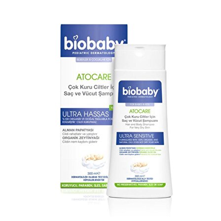 BioBaby AtoCare Göz Yakmayan Alman Papatyası Özlü Saç ve Vücut Şampuanı 300 ml