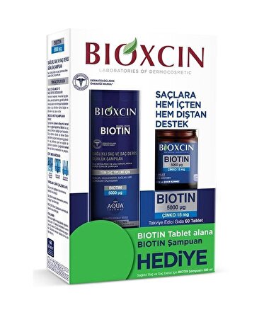 Bioxcin Biotin 5000 mg + Çinko 15 mg Tablet Biotin Şampuan Hediyeli
