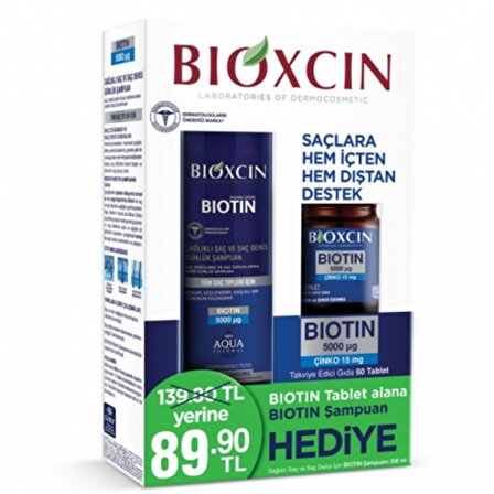  Bioxcin Biotin 5000 µg Çinko 15 mg ALANA Biotin Şampuan 300 ml HEDİYE