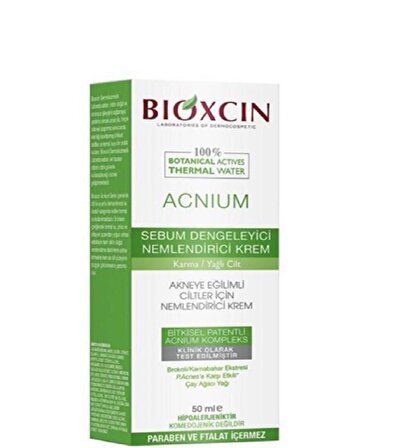 Bioxcin Acnium Karma ve Yağlı Ciltler İçin Su Bazlı Yağsız Dengeleyici Yüz Bakım Kremi 50 ml