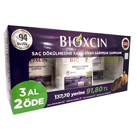  Bioxcin Saç Dökülmesine Karşı Siyah Sarımsak Şampuanı 300 ml  3 al 2 öde