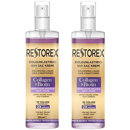 Restorex Collagen Ve Biotin Dolgunlaştırıcı Sıvı Saç Kremi 200 ml 2 ADET