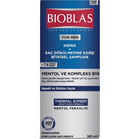 Bioblas Thermal Expert Kepekli Saçlar İçin Dökülme Karşıtı Mentollü Şampuan 360 ml