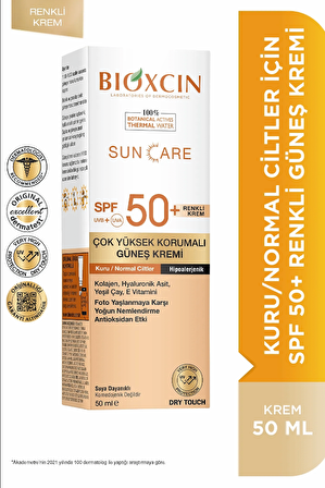 Bioxcin Sun Care 50+ Faktör Kuru Ciltler İçin Renkli Güneş Koruyucu Krem 50 ml