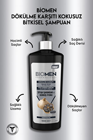 Biomen Professional Siyah Sarımsak&Gümüş İyonu Dökülme Karşıtı Şampuan 1000 ml