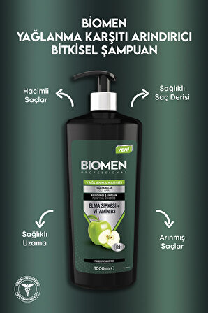 Biomen Professional Elma Sirkesi&Vitamin B3 Yağlanma Karşıtı Arındırıcı Şampuan 1000 ml