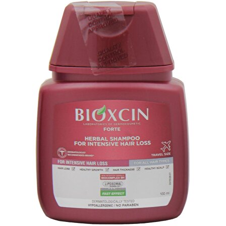 Bioxcin Forte Saç Dökülmesine Karşı Bitkisel Şampuan 100 ml Seyahat Boy