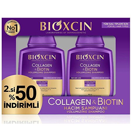 Bioxcin Collagen Ve Biotin Hacim Şampuanı 300 ml 2 li Avantaj Paket