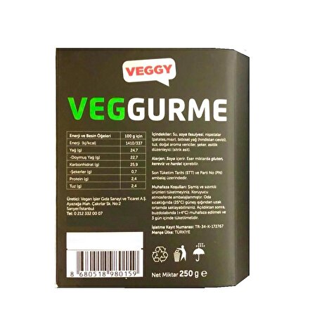 Veggy Vegan Peynir VegGurme 250 G