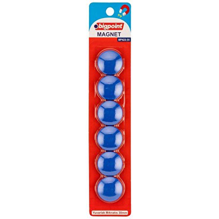 Magnet 30mm (Mıknatıs) Mavi 6`lı Blister