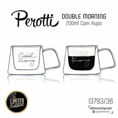 Perotti 13793 Good Morning Çift Cidarlı Cam Kahve Kupası 200ML