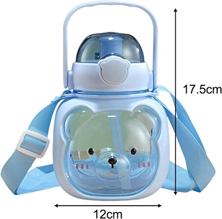 Perottle Ayıcık Modelli Tritan Çocuk Su Matarası Mavi 900 Ml 15764