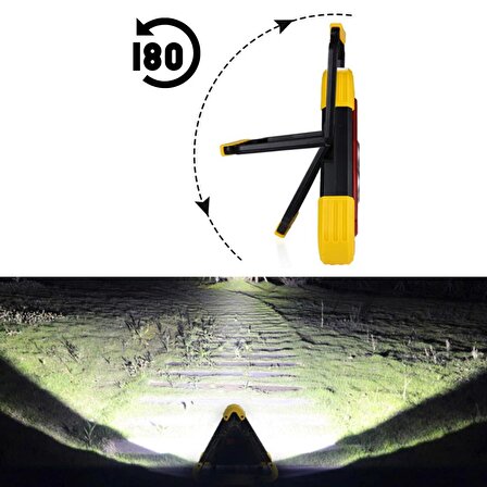 BUFFER® Işıklı İkaz Lambası Şarjlı USB Kablolu Güneş Enerjili Çok Amaçlı Reflektör 