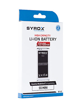 Syrox Samsung Galaxy S5 Mini (G800) Batarya 2100 mAh B143