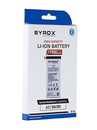 Syrox Samsung Galaxy A3 (BA300) Batarya 1900 mAh B158