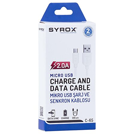 Syrox 2.0A Eco Micro Şarj & Data Kablosu 1M C65