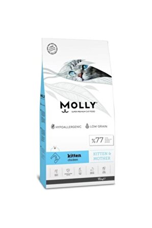 Molly Molly Düşük Tahıllı Hipoalerjenik Tavuklu Kitten Yavru Kedi Maması 15 Kg