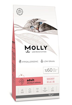 Molly Karidesli Somonlu Yetişkin Kedi Maması Hypoallergenic 15 Kg