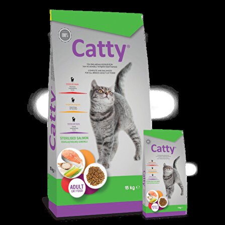 Catty Kısırlaştırılmış Yetişkin Kedi Maması Somonlu 15 kg
