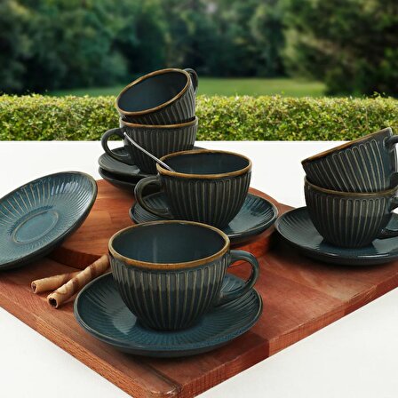 Keramika Azure Myra Çay Fincan Takımı 12 Parça 6 Kişilik - Q15